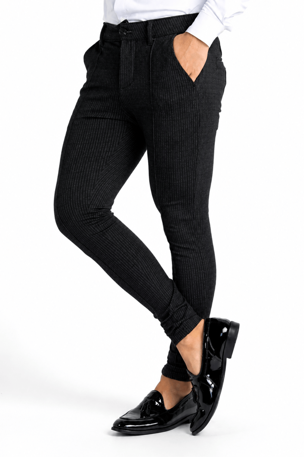 Black Slim Fit Pleated Dress Pants