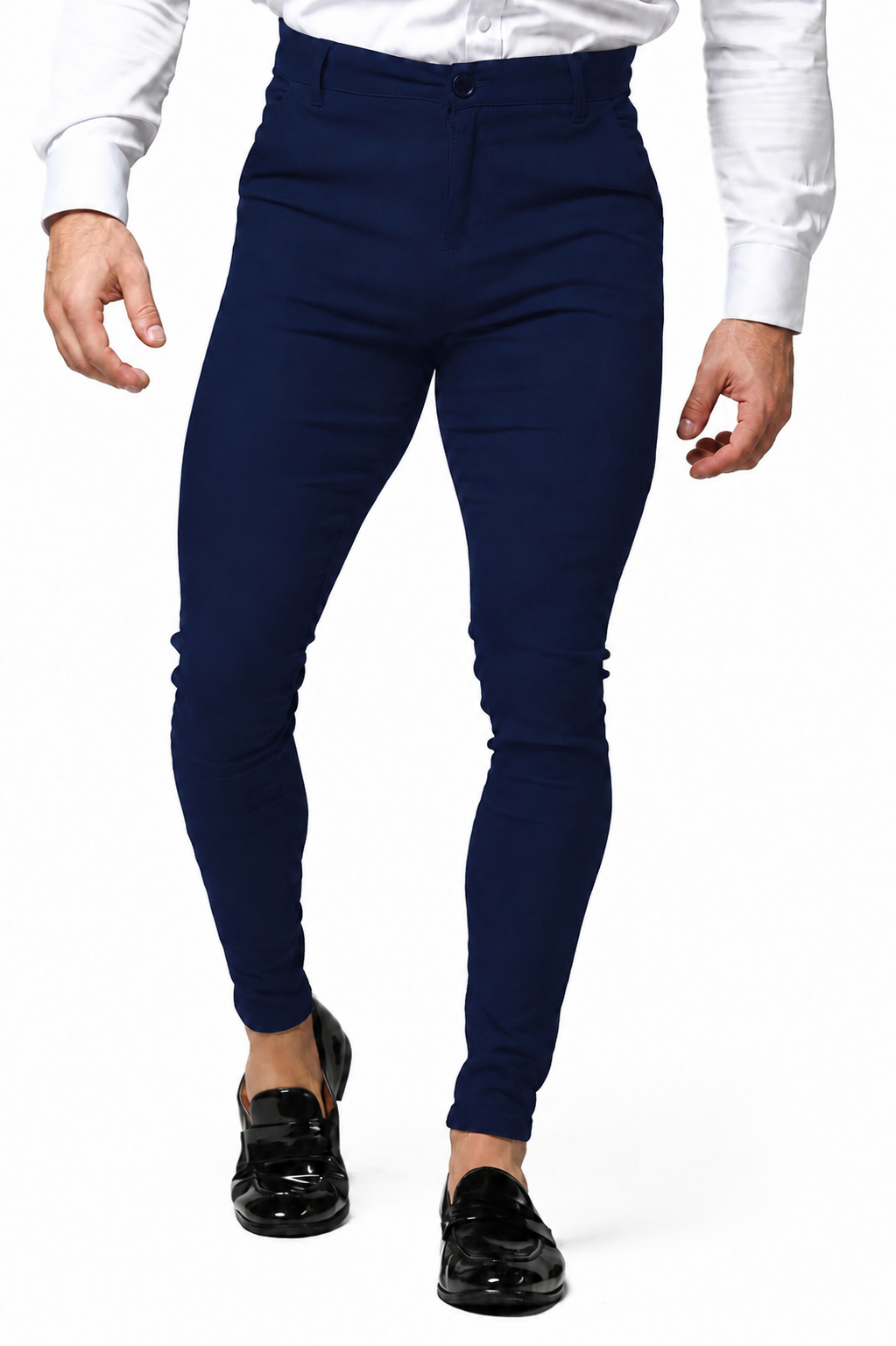 Men's Blue Tailored Slim Fit Dress Pants