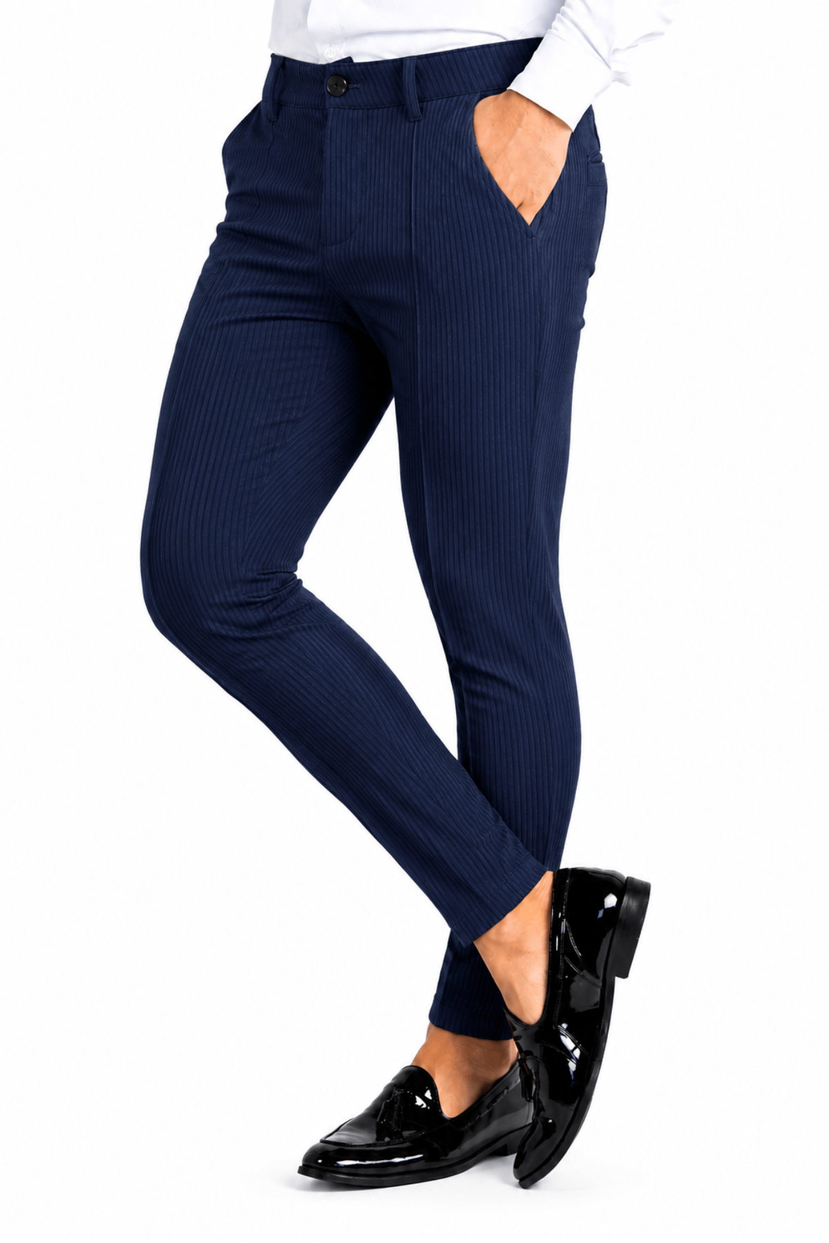 dress pants near me Men's Navy Blue Slim Fit Pleated Decoding the Dress Code low iron if needed Size_UK10 Size:12-18 Months