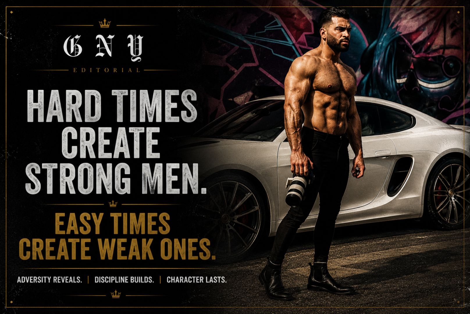 Hard Times Create Strong Men. Easy Times Create Weak Ones. By Gerardo New York.