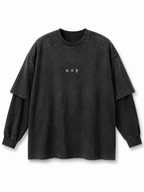 Men's Black Sun Faded Layered Long Sleeve Shirt - AFTERFADE GNY by Gerardo New York 