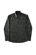 Black Snake Print Dress Shirt Tailored Athletic Fit Luxury Satin