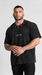 Men’s Black Studded T-Shirt Crown by Gerardo New York (GNY)
