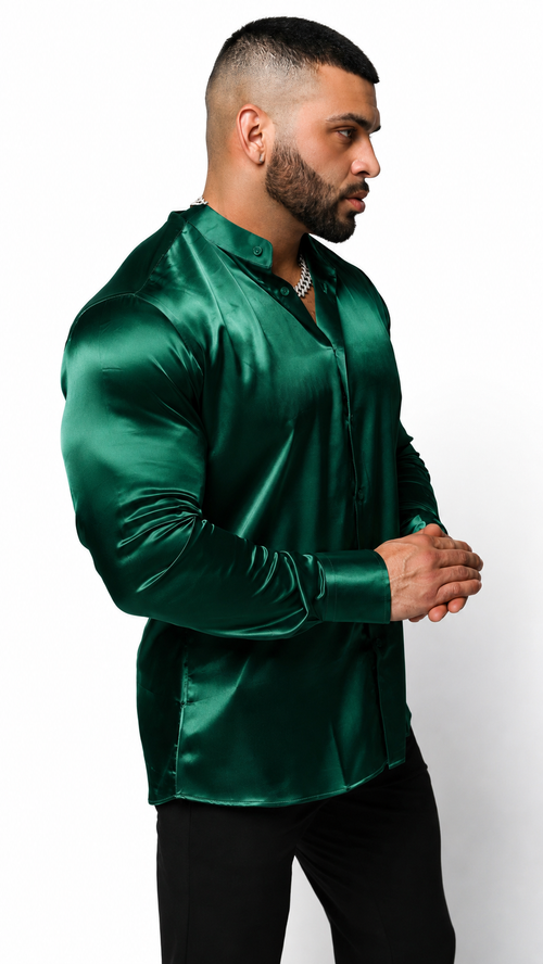 Liquid Emerald - Satin Dress Shirt