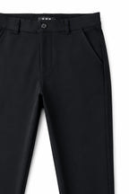 Men's Black Dress Pants Tailored Fit Front Waist Detail View