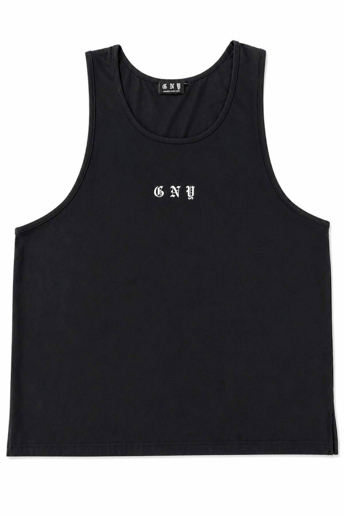 Men’s Black Relaxed Fit Tank Top Unrestricted by Gerardo New York (GNY) Front View