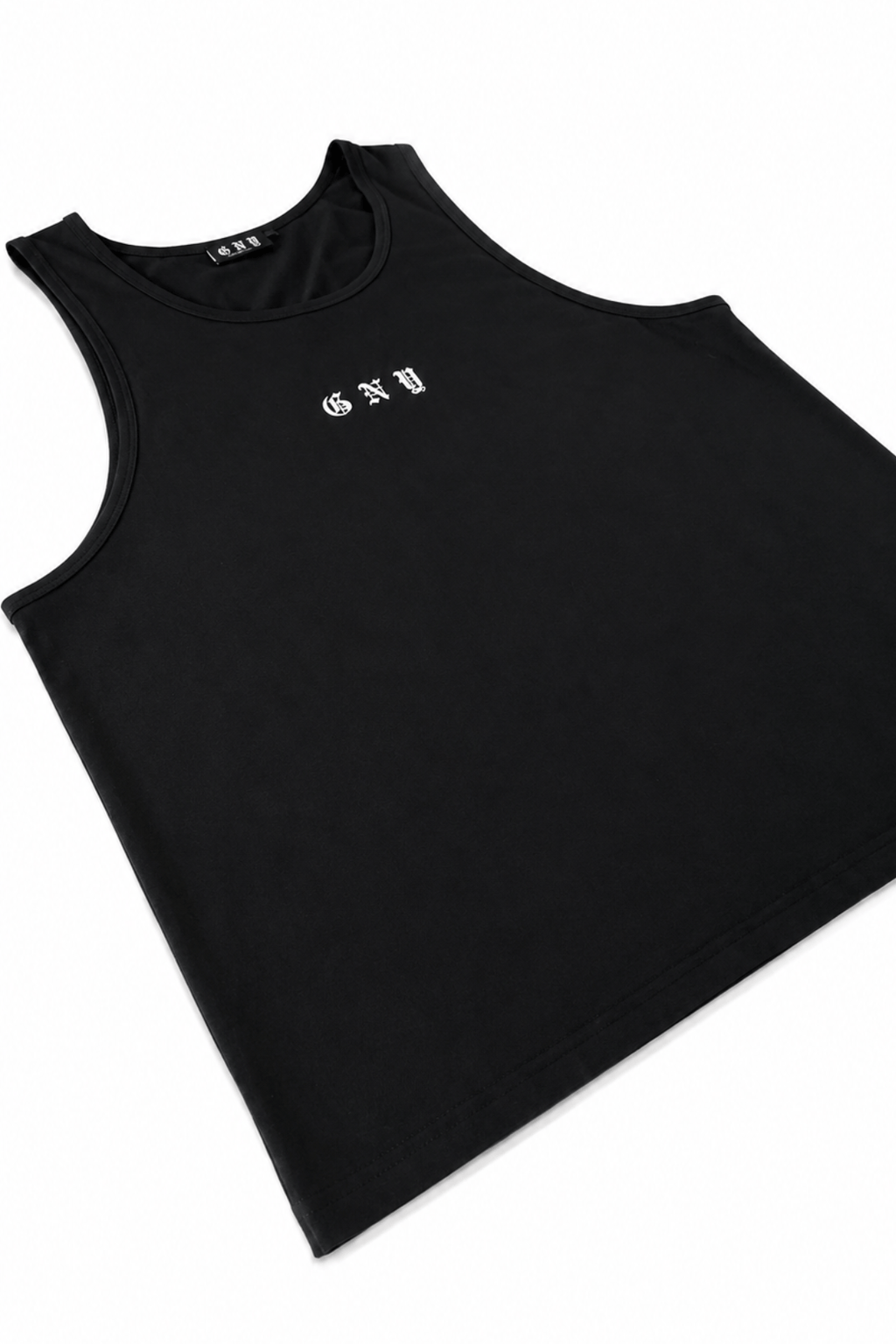 Men’s Black Relaxed Fit Tank Top Unrestricted by Gerardo New York (GNY) Right Angle View