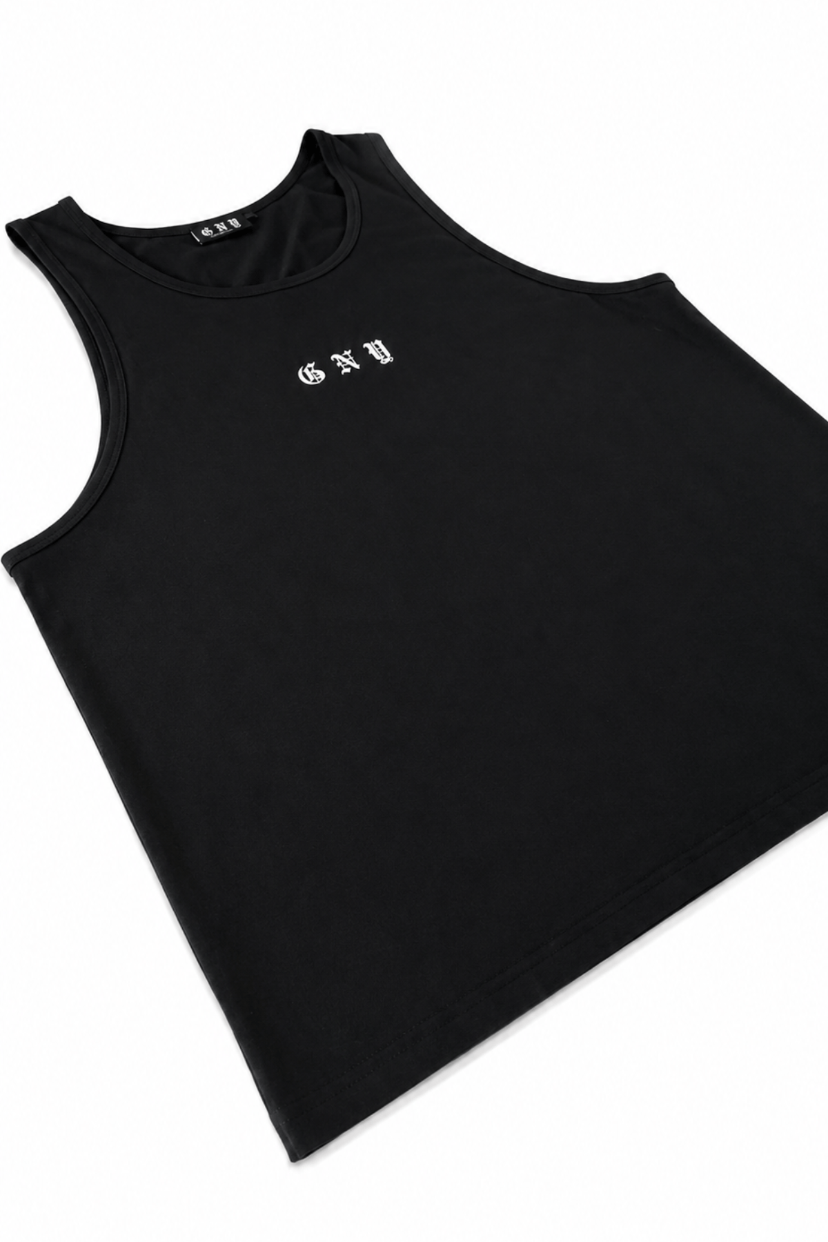 Men’s Black Relaxed Fit Tank Top Unrestricted by Gerardo New York (GNY) Right Angle View