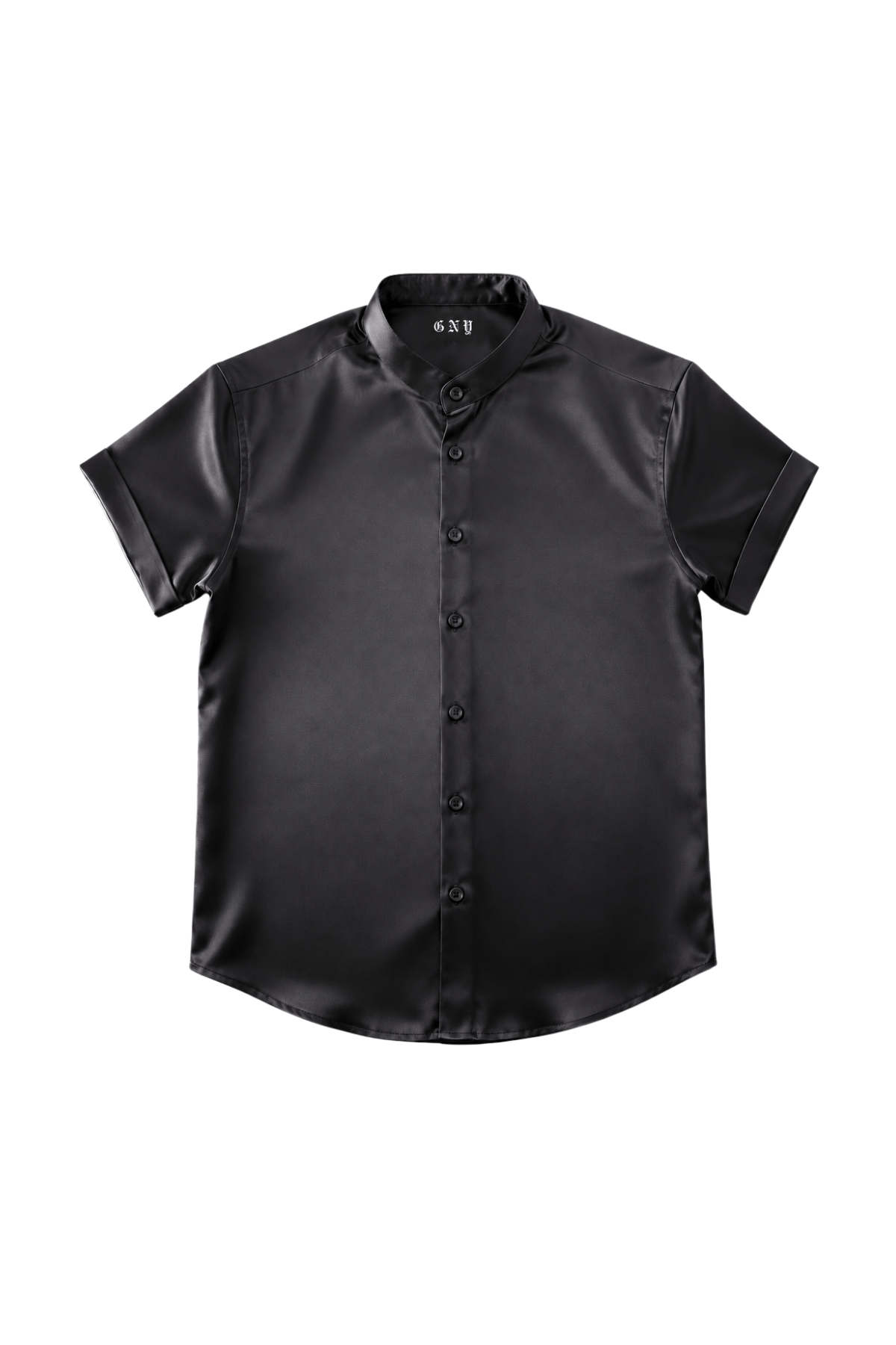 Men's Black Satin Shirt Tailored Fit NOIR Font Lay