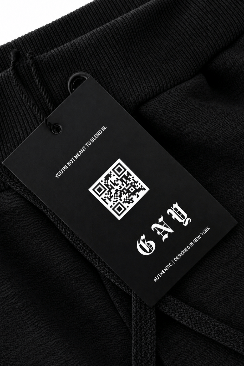 Men's Black Slim Fit Essential Jogger by GNY Gerardo New York Hanging Tag View