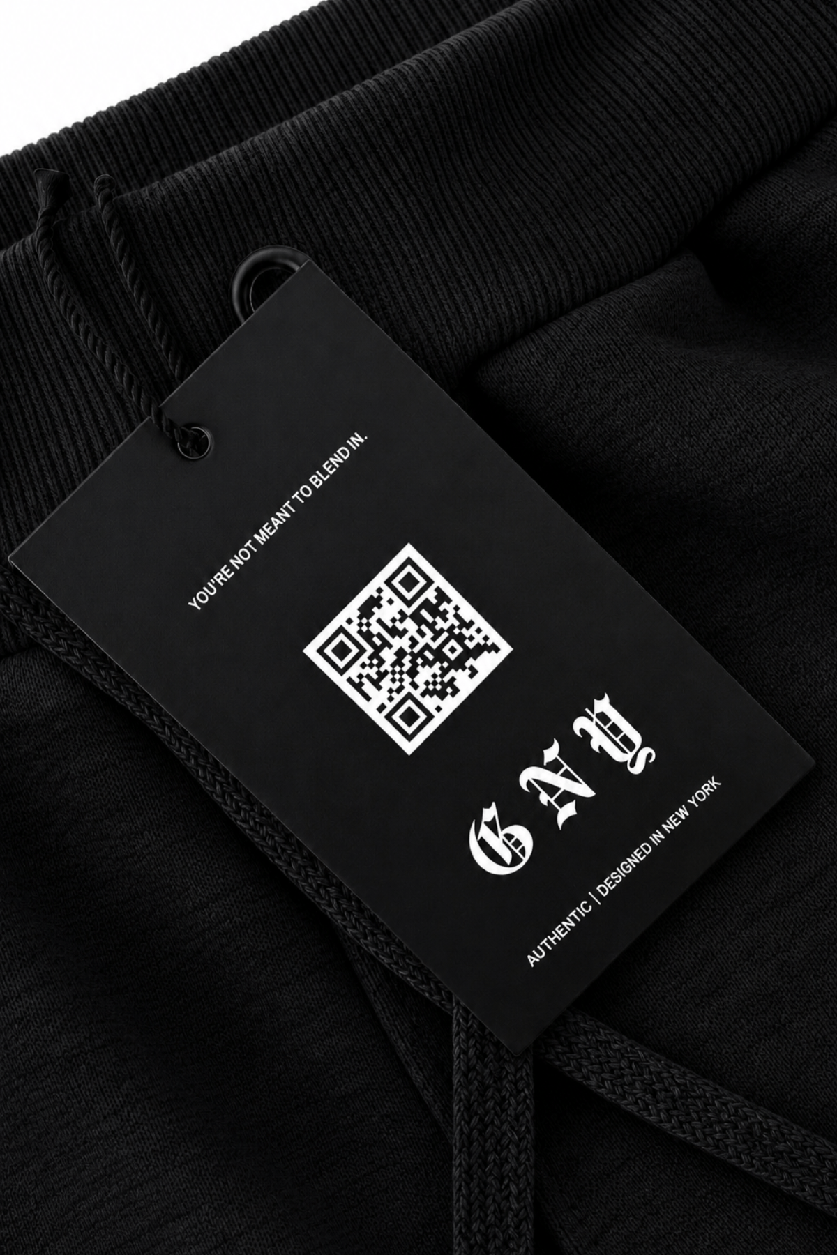 Men's Black Slim Fit Essential Jogger by GNY Gerardo New York Hanging Tag View