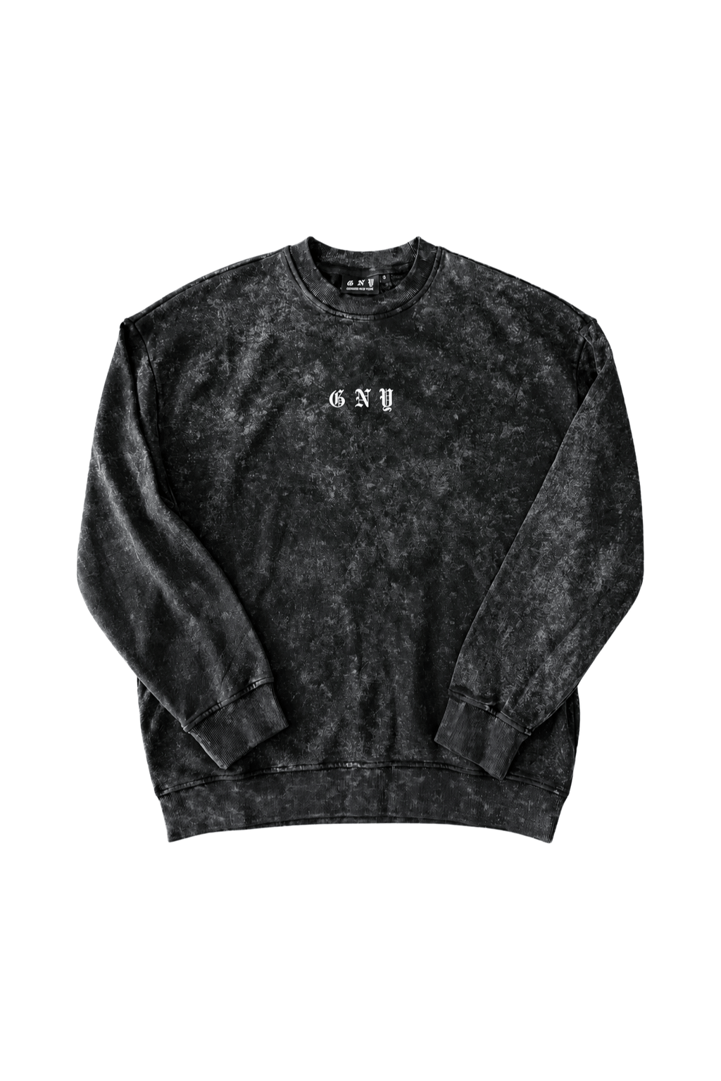 Men’s Black Snow Washed Crewneck Sweater Endure GNY