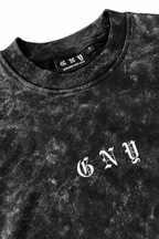 Men’s Black Snow Washed Crewneck Sweater Endure by Gerardo New York (GNY) Front Collar View Right