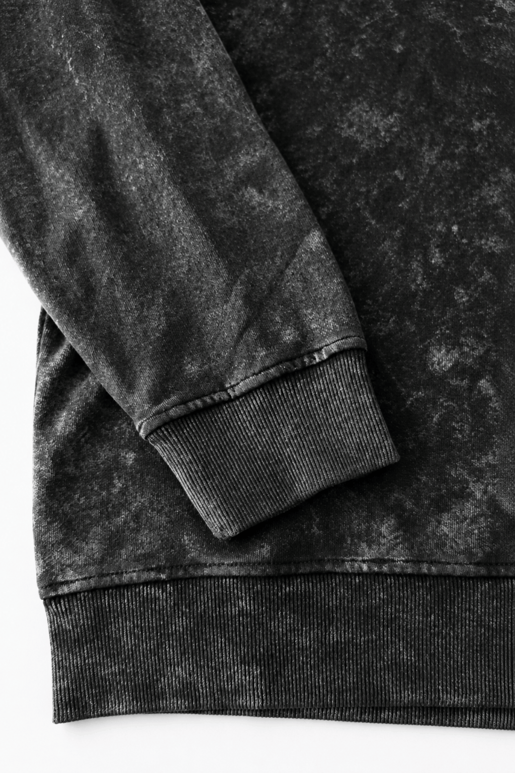 Men’s Black Snow Washed Crewneck Sweater Endure by Gerardo New York (GNY) Wrist Cuff & Waist Hem