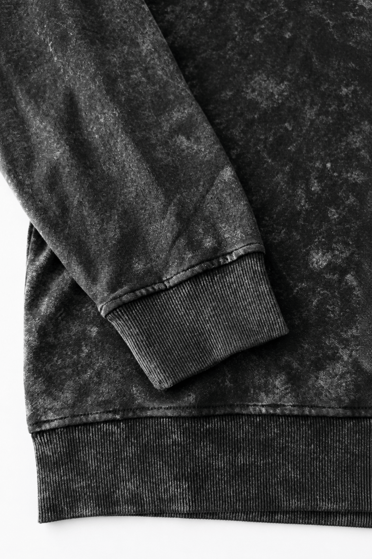 Men’s Black Snow Washed Crewneck Sweater Endure by Gerardo New York (GNY) Wrist Cuff & Waist Hem
