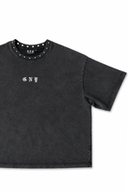 Men’s Black Studded T-Shirt Crown Left Front View