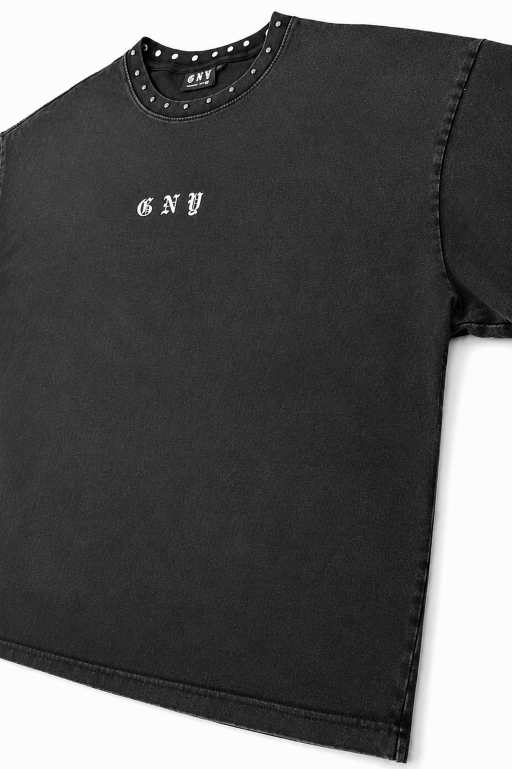 Men’s Black Studded T-Shirt Crown Angle View