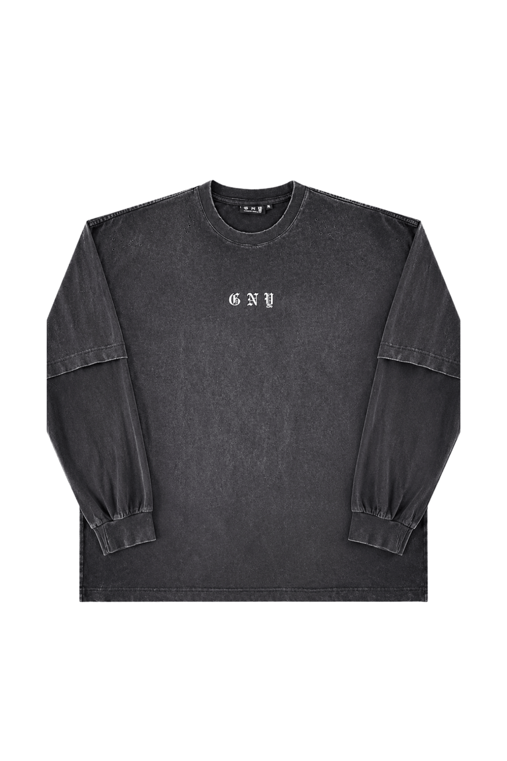Men’s Black Sun Faded Layered Long Sleeve Shirt Afterfade