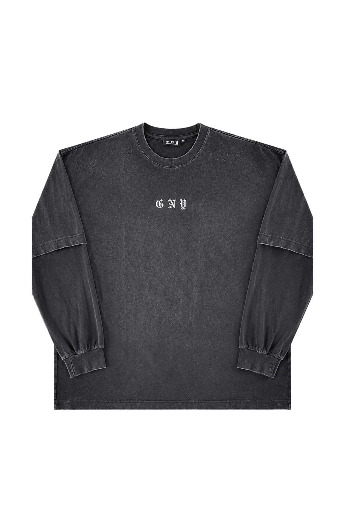 Men’s Black Sun Faded Layered Long Sleeve Shirt Afterfade