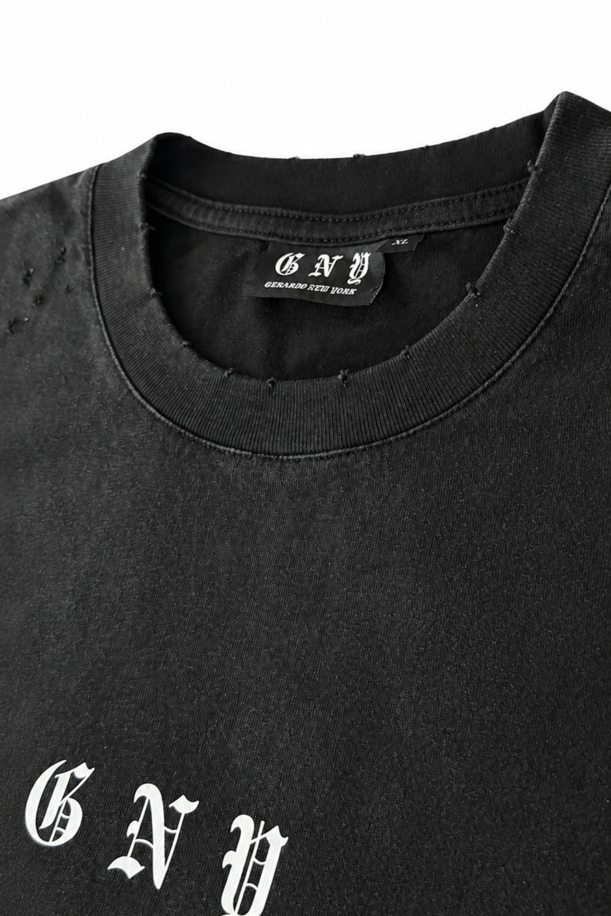 Men’s Black Sun Faded Layered Long Sleeve Shirt Afterfade by Gerardo New York (GNY) Collar Detail View