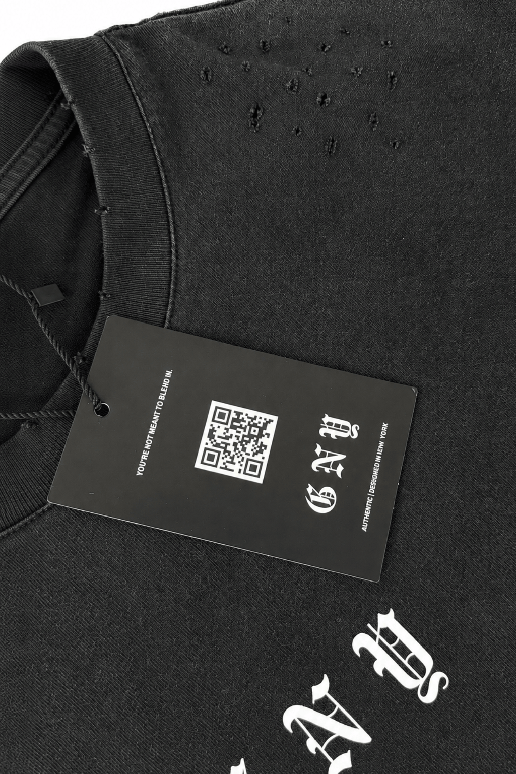 Men’s Black Sun Faded Layered Long Sleeve Shirt Afterfade by Gerardo New York (GNY) Hanging Tag VIew