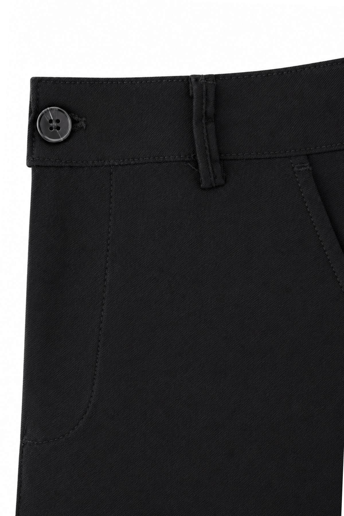 Men’s Black Tailored Fit Dress Pants By Gerardo New York (GNY) Front Waist Close View