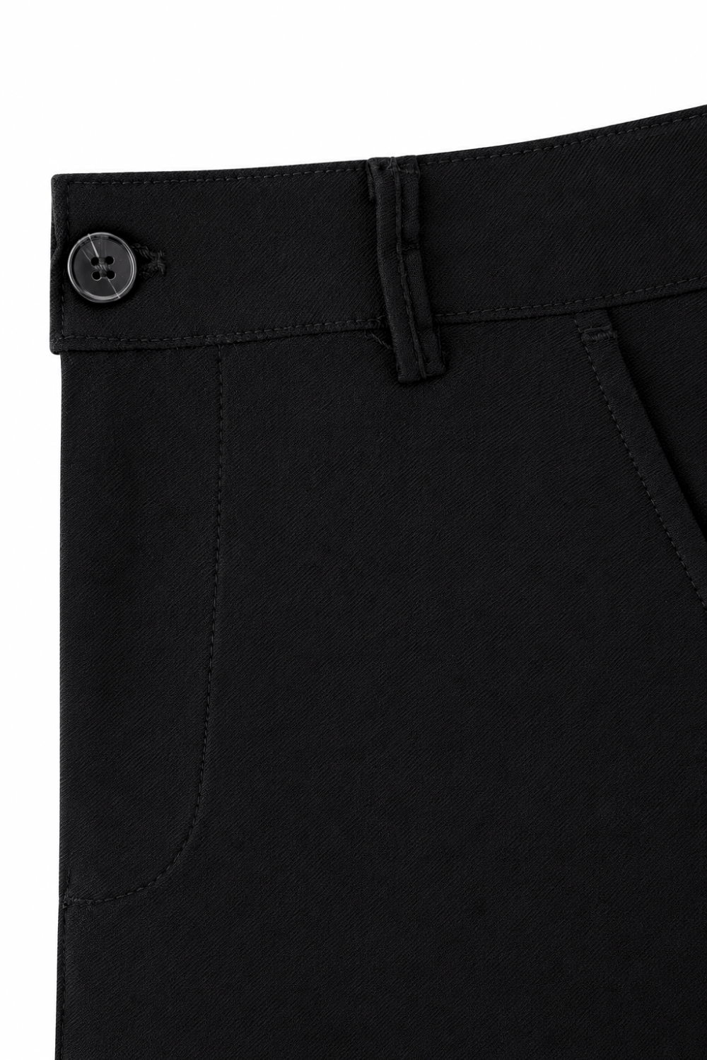 Men’s Black Tailored Fit Dress Pants By Gerardo New York (GNY) Front Waist Close View