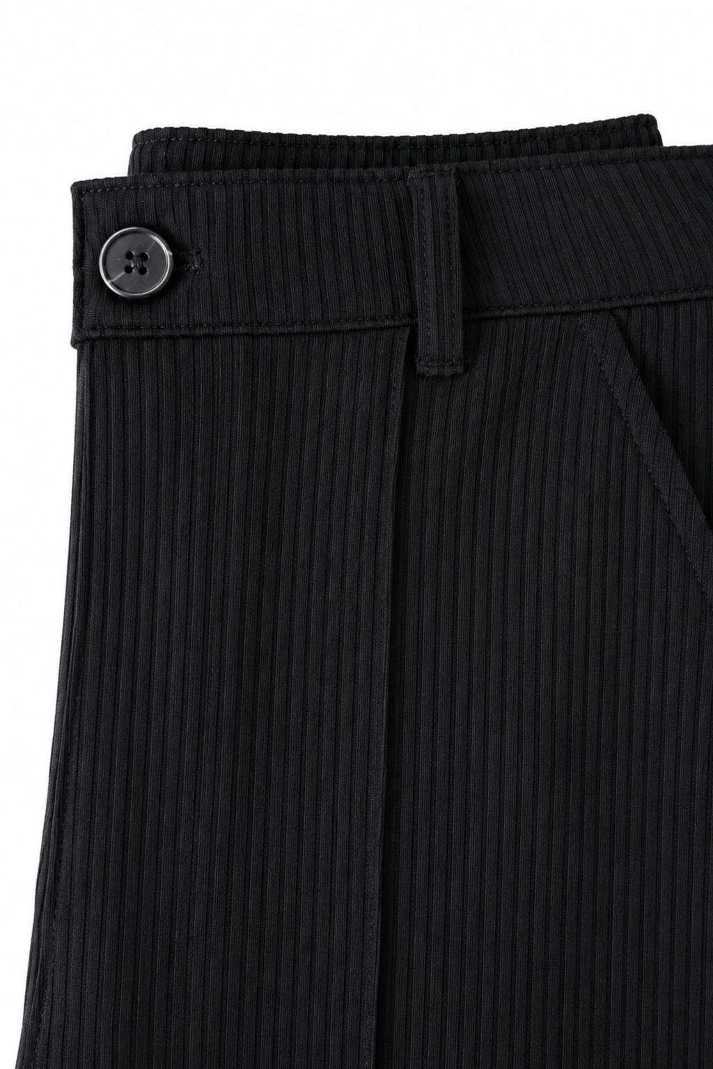 Empire Pleated Pant - Men's Black Tailored Fit Dress Pants by Gerardo New York (GNY) Waist Close Up View