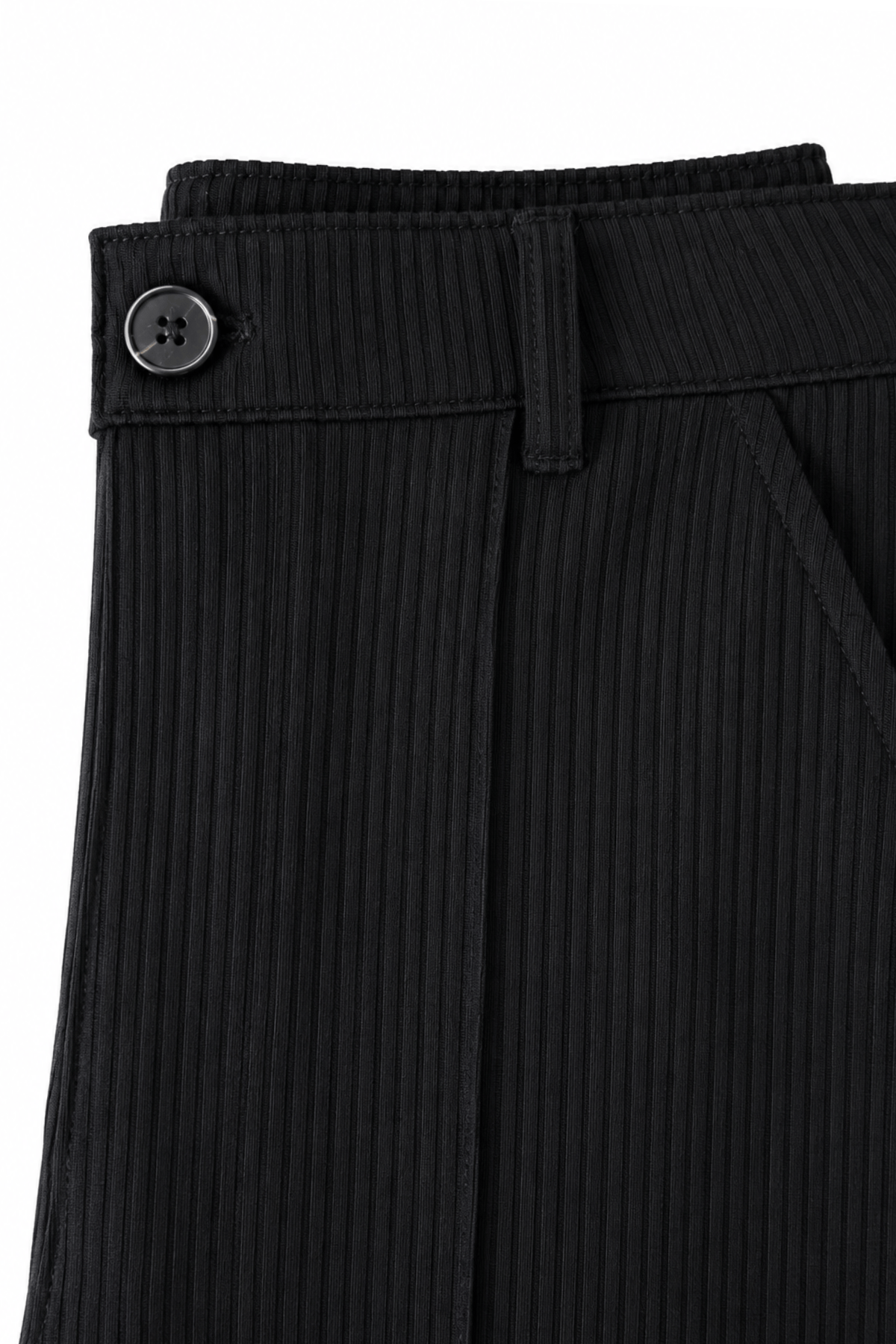 Empire Pleated Pant - Men's Black Tailored Fit Dress Pants by Gerardo New York (GNY) Waist Close Up View