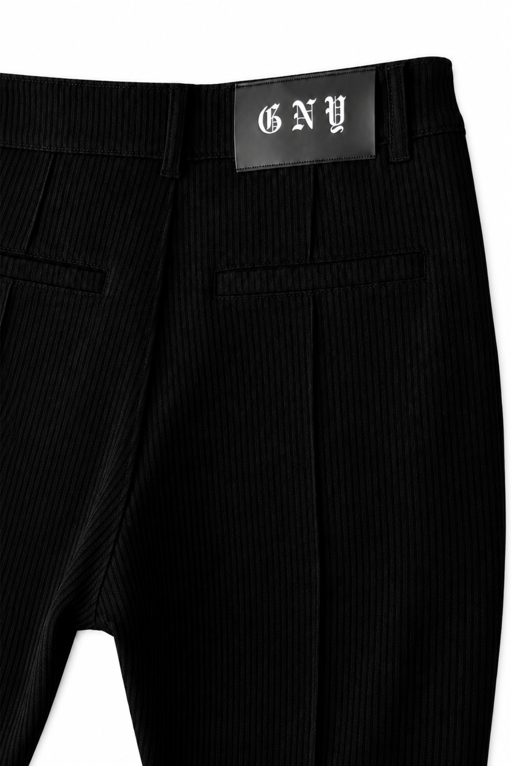 Empire Pleated Pant - Men's Black Tailored Fit Dress Pants by Gerardo New York (GNY) Back Waist & Leg View