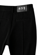 Men's Black Slim Fit Pleated Dress Pants Back Waist View