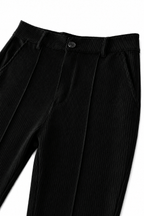 Men's Black Slim Fit Pleated Dress Pants Front Angle View