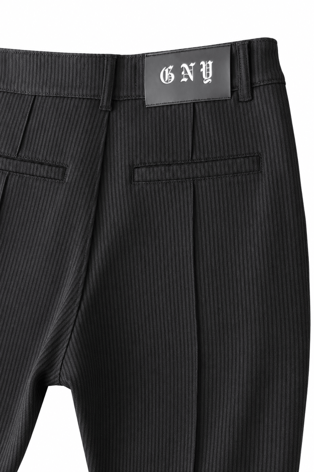 Empire Pleated Pant - Men's Black Tailored Fit Dress Pants by Gerardo New York (GNY) Back Waist & Leg View