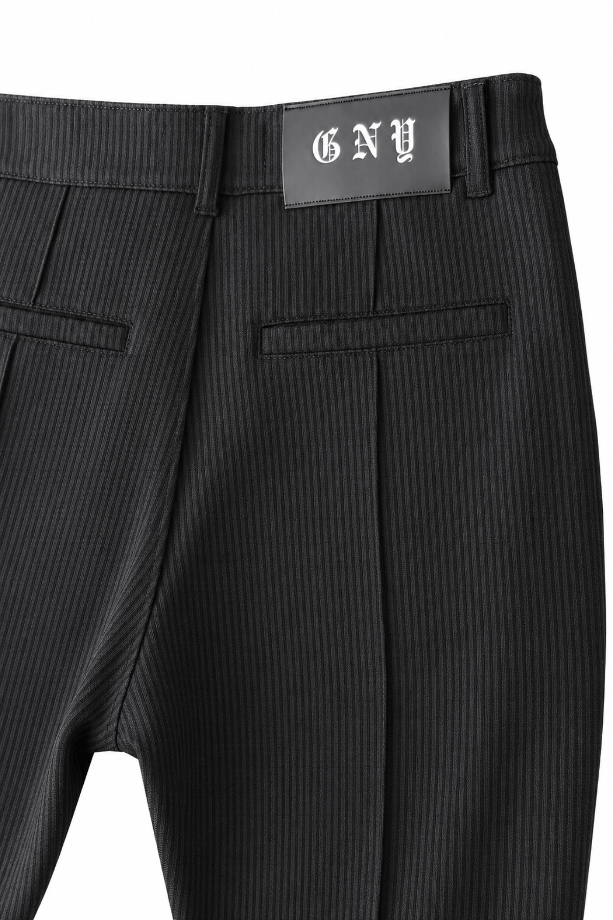 Empire Pleated Pant - Men's Black Tailored Fit Dress Pants by Gerardo New York (GNY) Back Waist & Leg View
