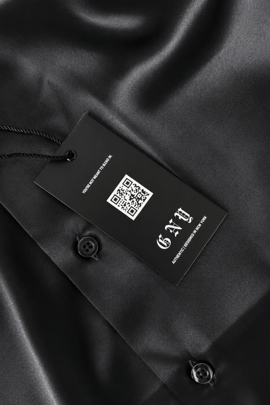 Men's Black Tailored Fit Satin Short Sleeve Dress Shirt Noir by Gerardo New York (GNY) Hanging Tag