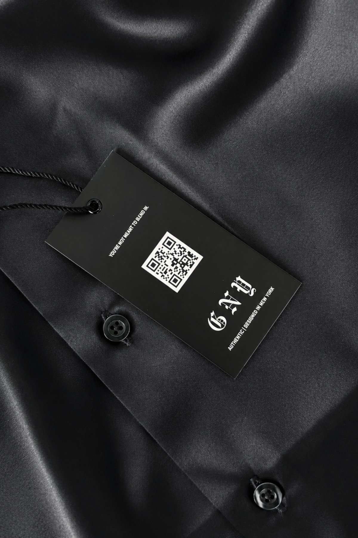 Men's Black Tailored Fit Satin Short Sleeve Dress Shirt Noir by Gerardo New York (GNY) Hanging Tag