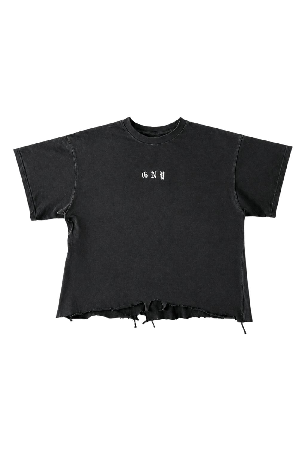 Men’s Black Washed Ribbed Crew Neck Distressed Boxy Shirt Core