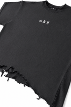 Men’s Black Crew Neck  Washed Distressed Boxy Shirt Core by Gerardo New York (GNY) Angle Front View