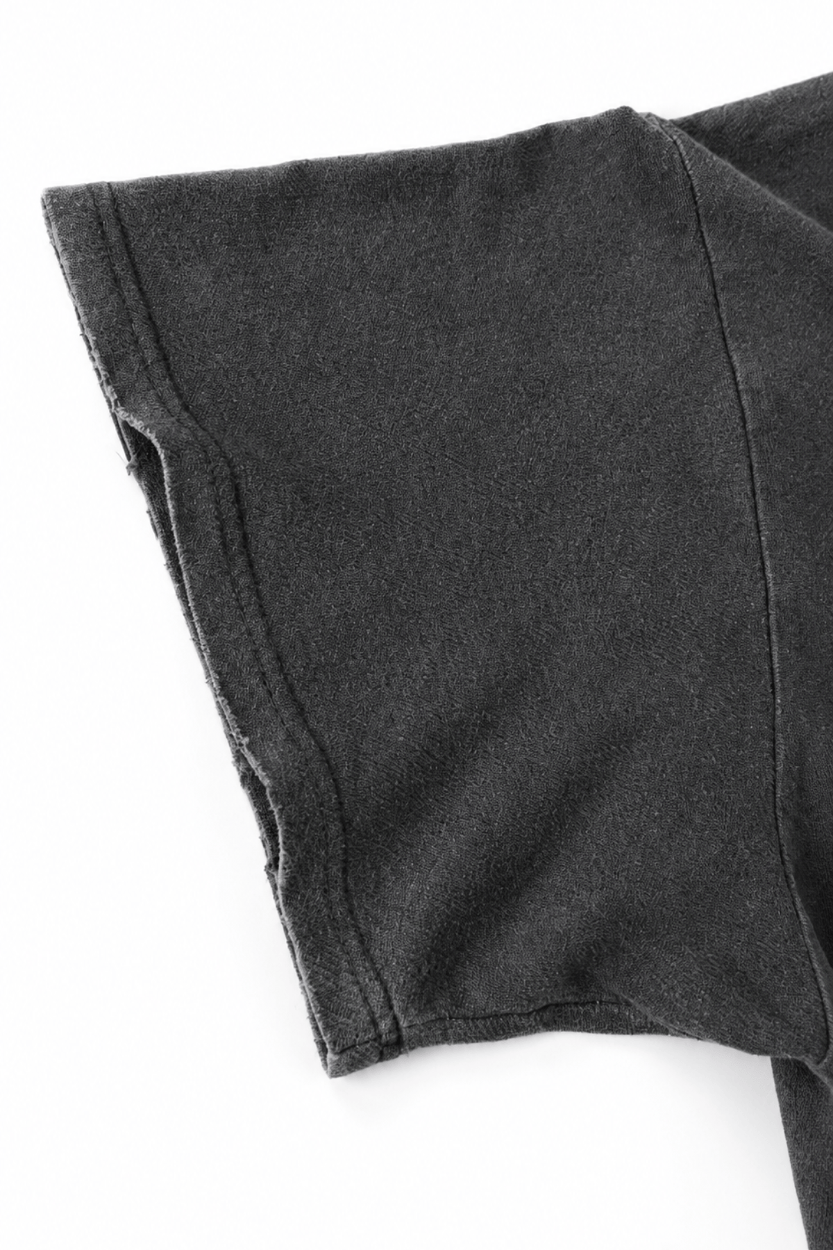 Men’s Black Crew Neck  Washed Distressed Boxy Shirt Core by Gerardo New York (GNY) Sleeve View