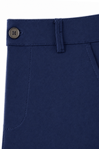 Men’s Blue Tailored Fit Dress Pants by Gerardo New York (GNY) Front Close Up Waist View