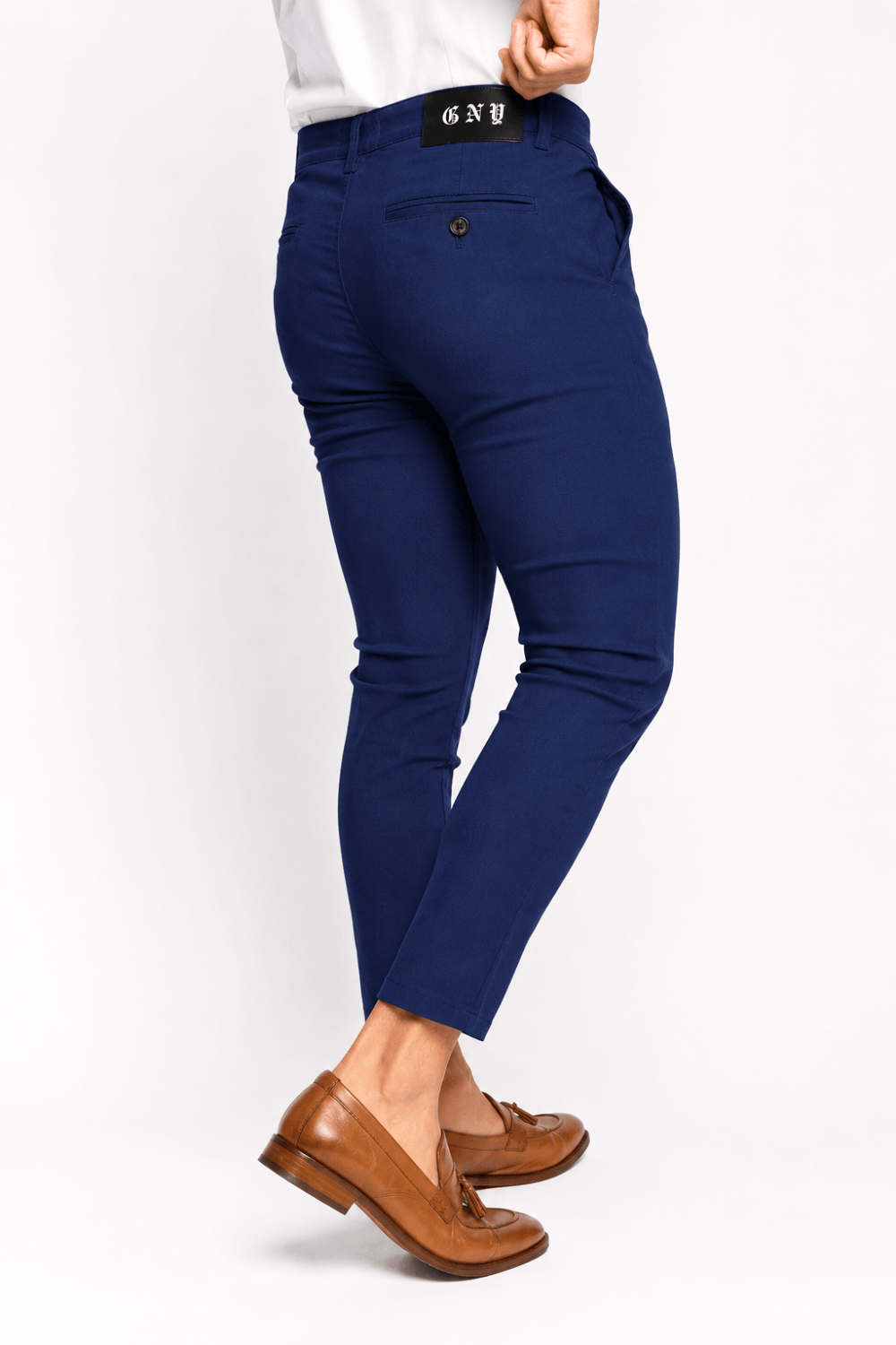 Men’s Blue Tailored Fit Dress Pants by Gerardo New York (GNY) Back Model View