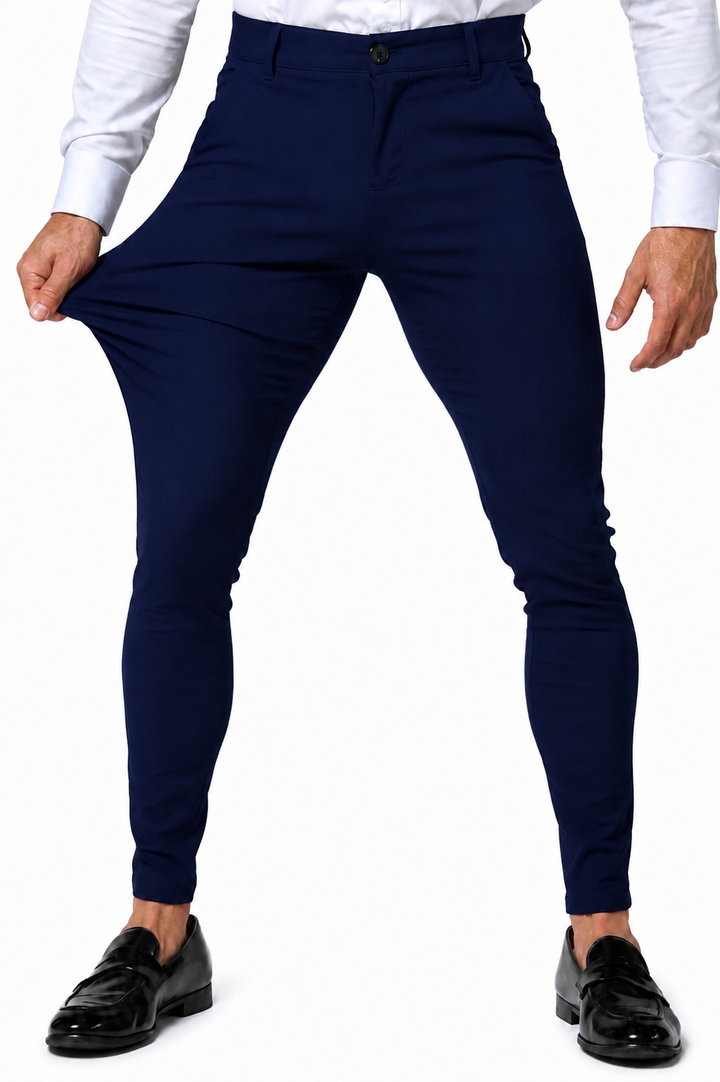 Blue Slim Fit Dress Pants