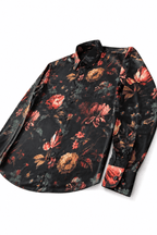 Men's Floral Tailored Fit Satin Dress Shirt Nocturne Bloom by Gerardo New York (GNY) Angle View