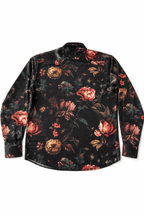 Men's Floral Tailored Fit Satin Dress Shirt Nocturne Bloom by Gerardo New York (GNY) Back View