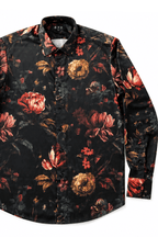 Men's Floral Tailored Fit Satin Dress Shirt Nocturne Bloom by Gerardo New York (GNY)  Front View 1