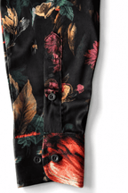 Men's Floral Tailored Fit Satin Dress Shirt Nocturne Bloom by Gerardo New York (GNY) Sleeve Cuff View