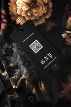 Men's Floral Tailored Fit Satin Dress Shirt Nocturne Bloom by Gerardo New York (GNY) Hanging Tag