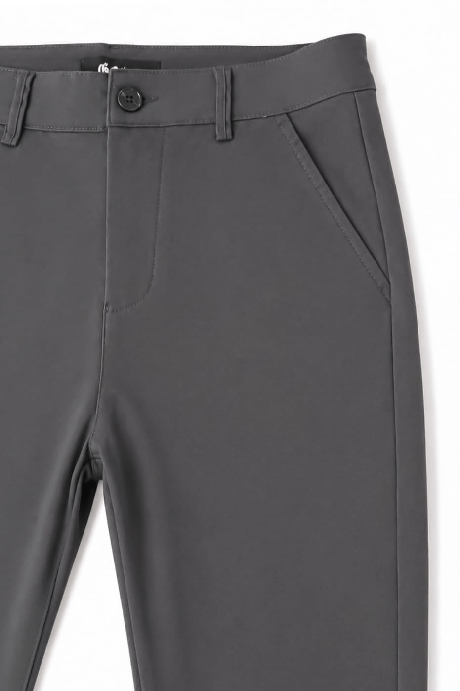 Men's Grey Dress Pants Tailored Fit Front Waist Detail