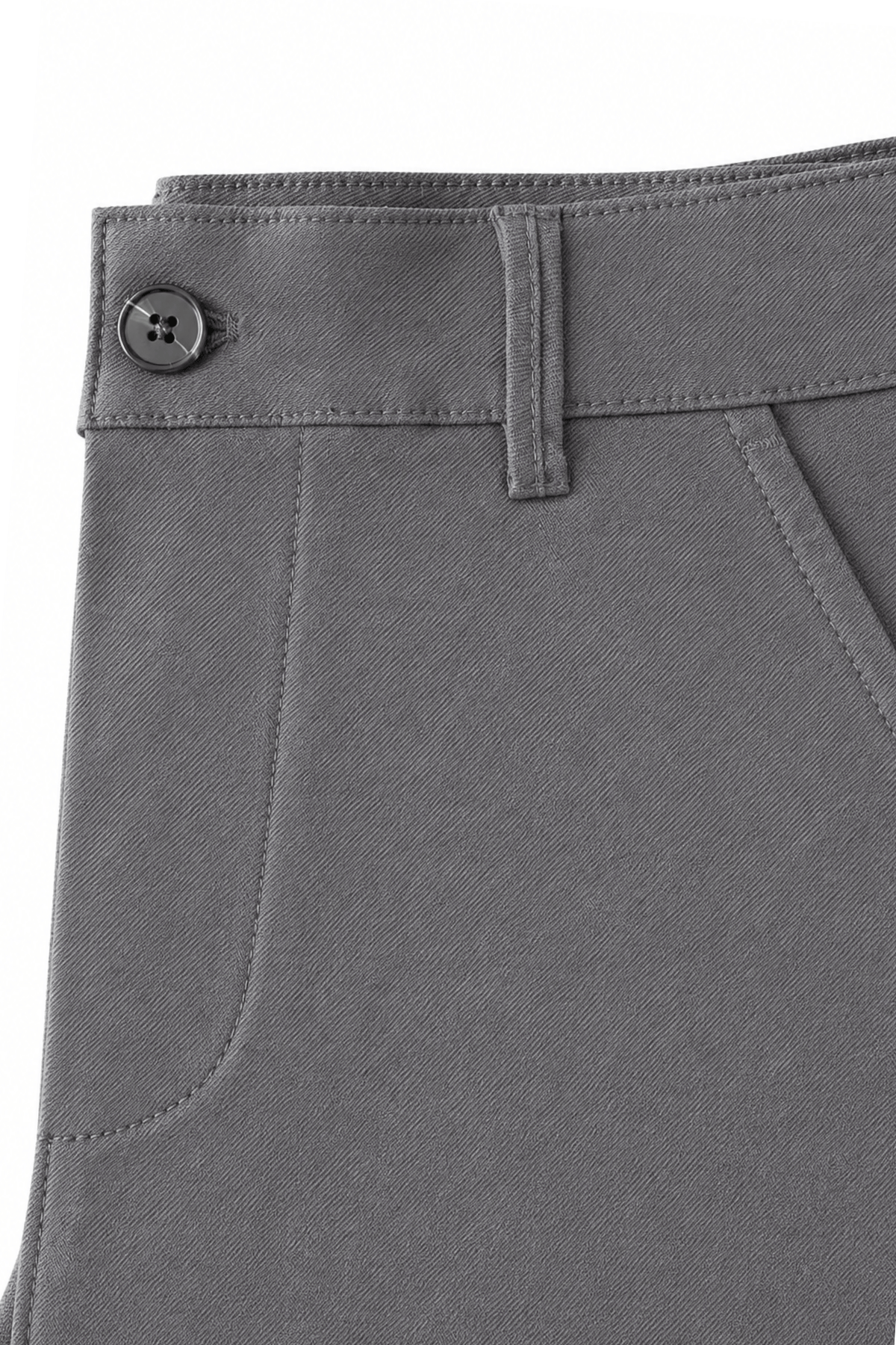 Men’s Grey Tailored Fit Dress Pants by Gerardo New York (GNY) Font Close Up Waist View