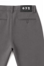 Men's Grey Tailored Slim Fit Dress Pants Back View
